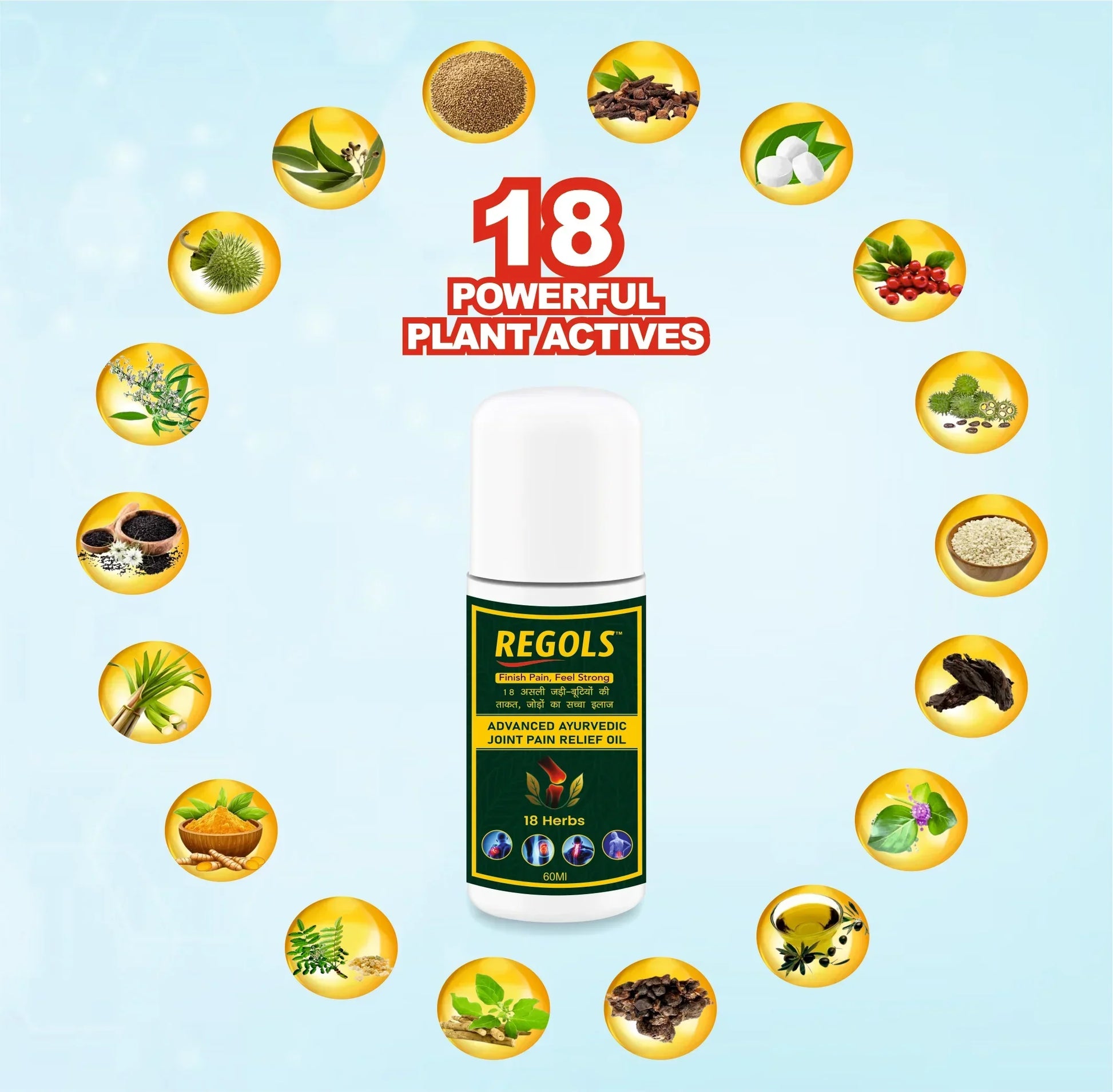Natural pain relief oil by Regols – fast acting ayurvedic formula